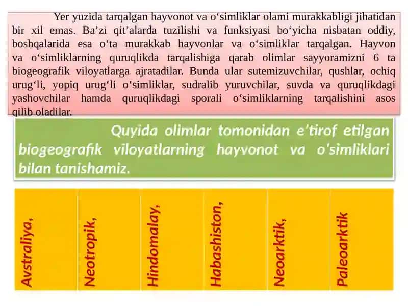 EVOLUTSIYANI ISBOTLASHDA BIOGEOGRAFIYA FANI DALILLARI 2