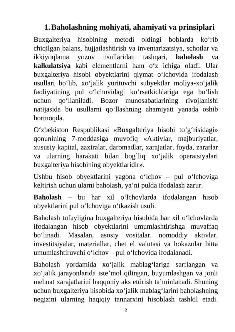Buxgalteriya hisobida baholash 2