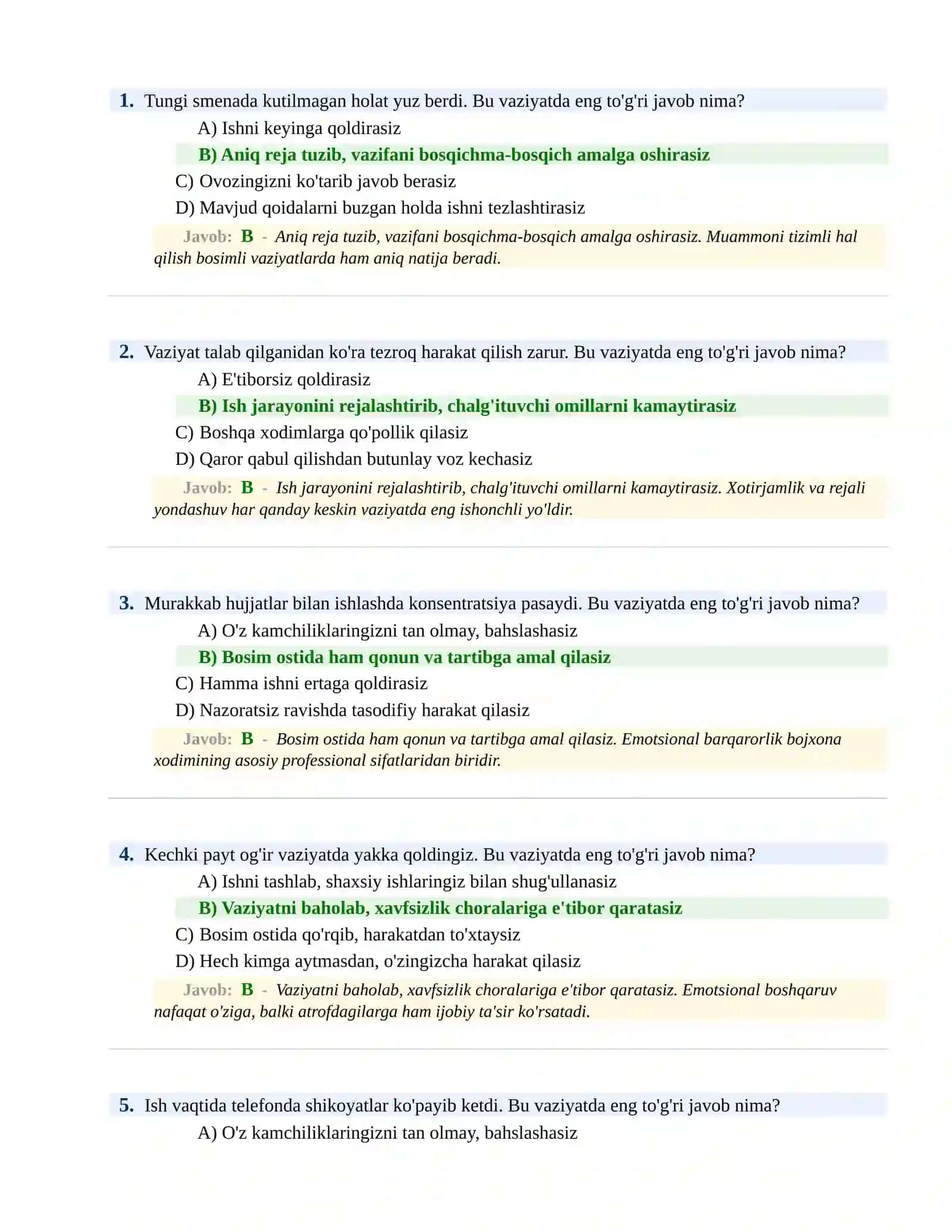 BOJXONA XIZMATIGA ISHGA KIRISH PSIXOLOGIK SINOV Testlari 2