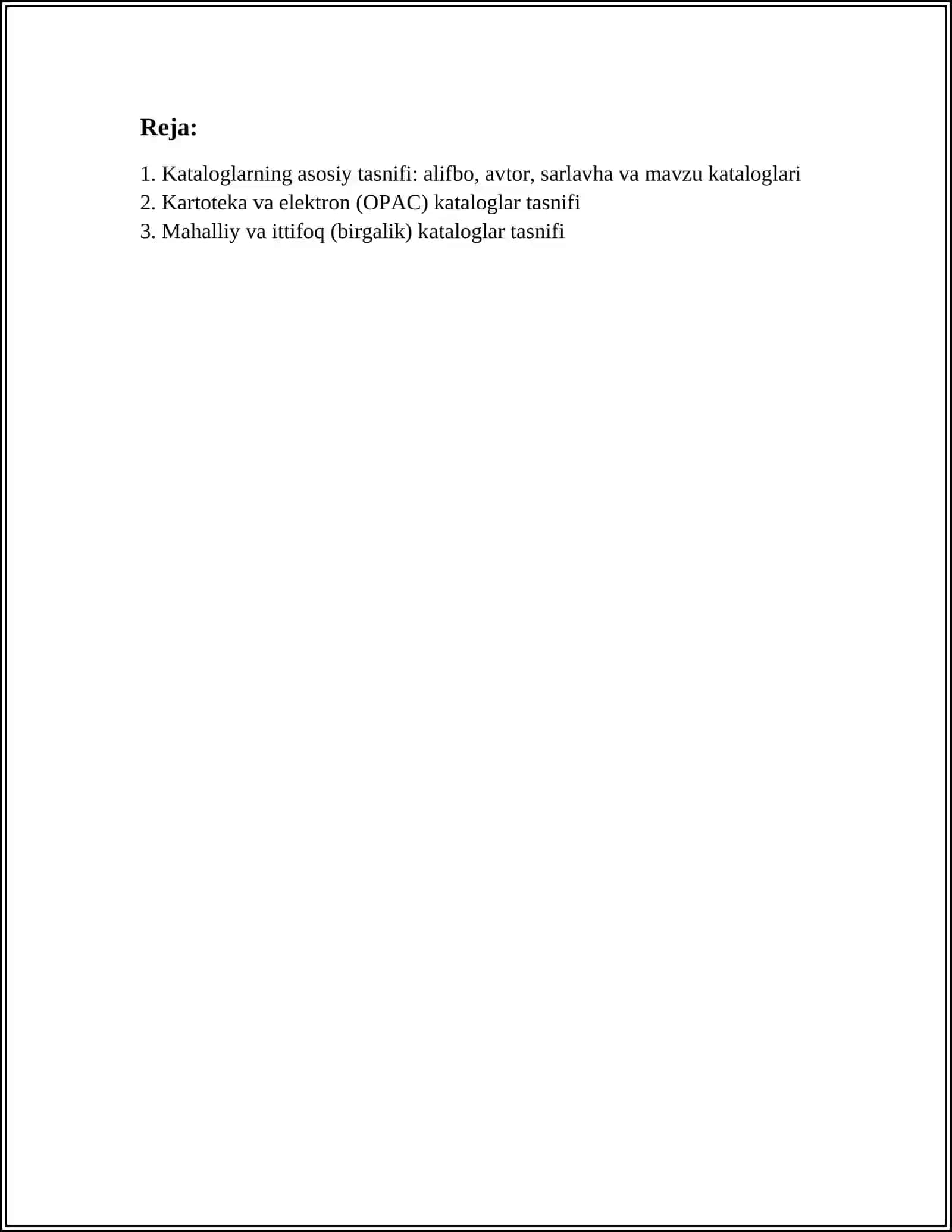 KUTUBXONA KATALOGLARNING TASNIFI 2