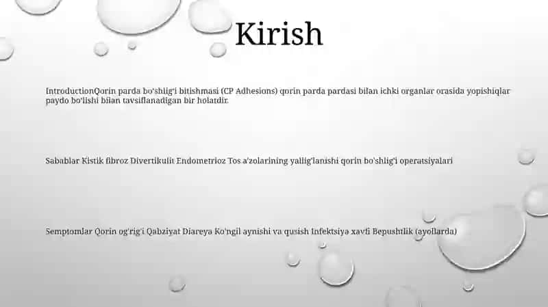 Qorin Parda BoʻShligʻI Bitishma Kasalliklari 2