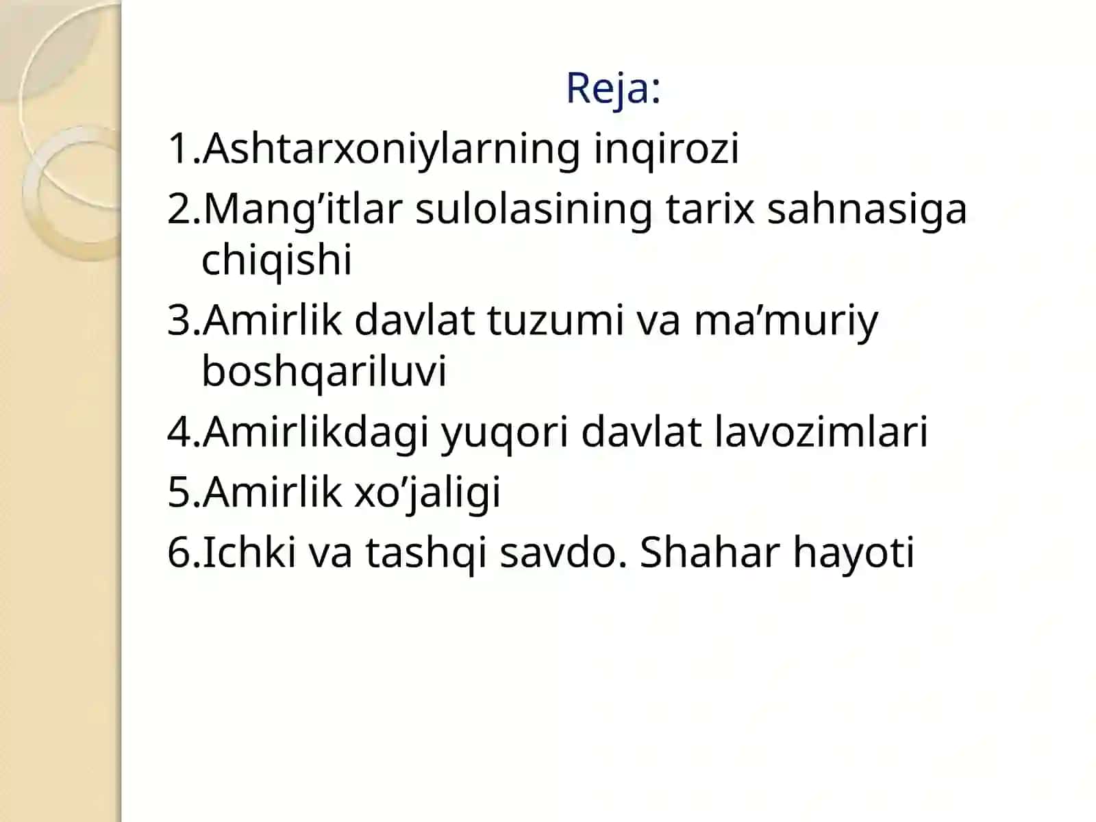 Buxoro Amirligining tashkil topishi va davlat boshqarilishi 2
