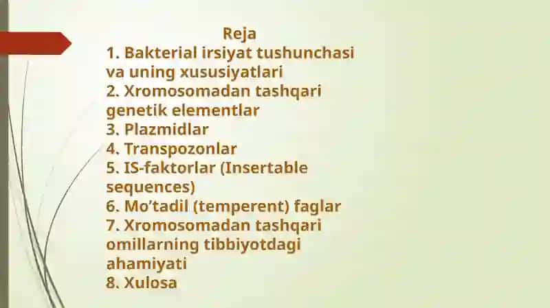 Bakterialirsiyatning xromosomadan tashqari o‘millari (plazmidlar, transpozonlar, is-faktorlar, mo‘tadil faglar) tibbiyotdagi ahamiyati 2
