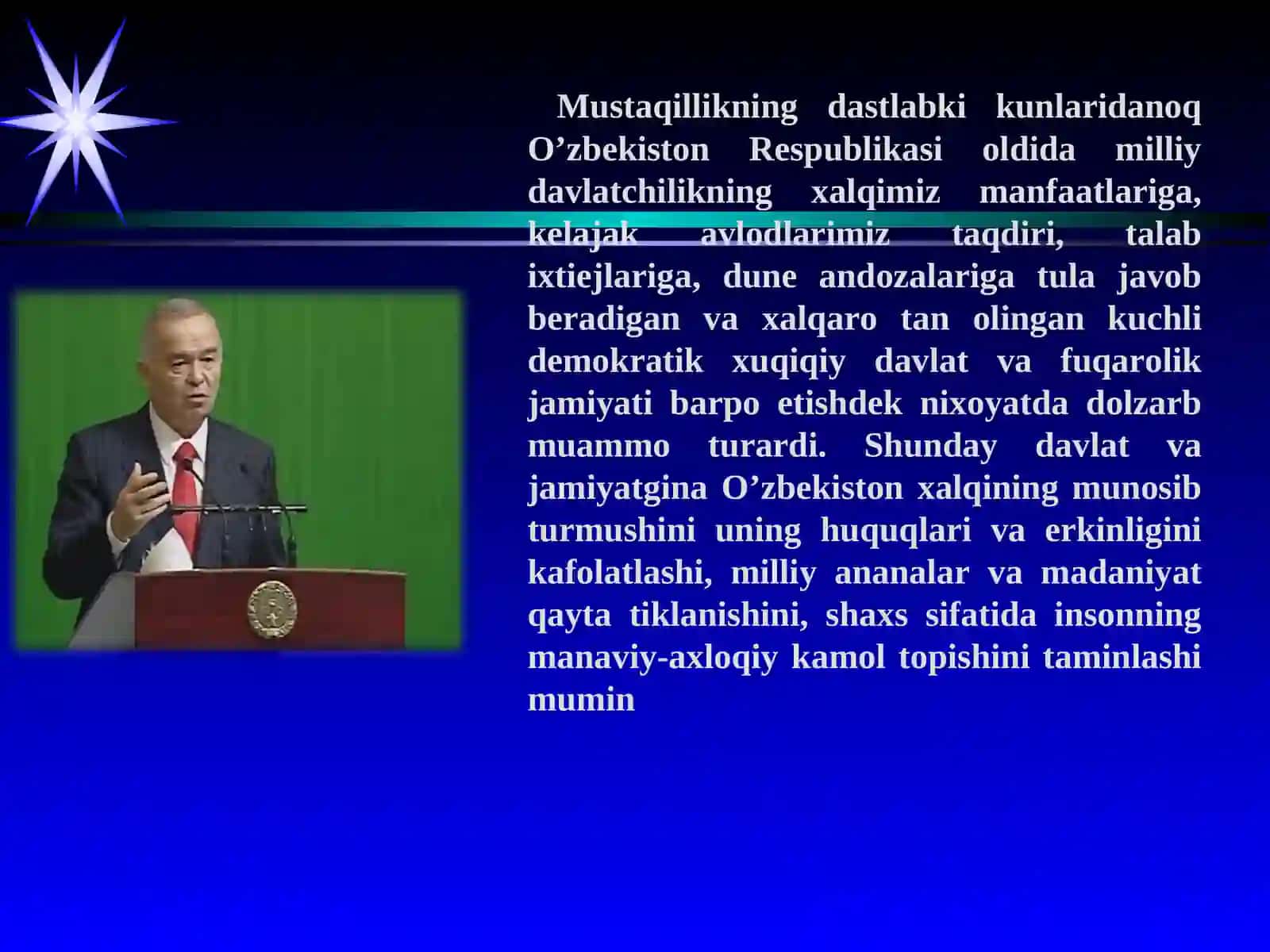 O’zbekistonda demokratik,fuqarolik jamiyat asoslariningshakillanishi 2