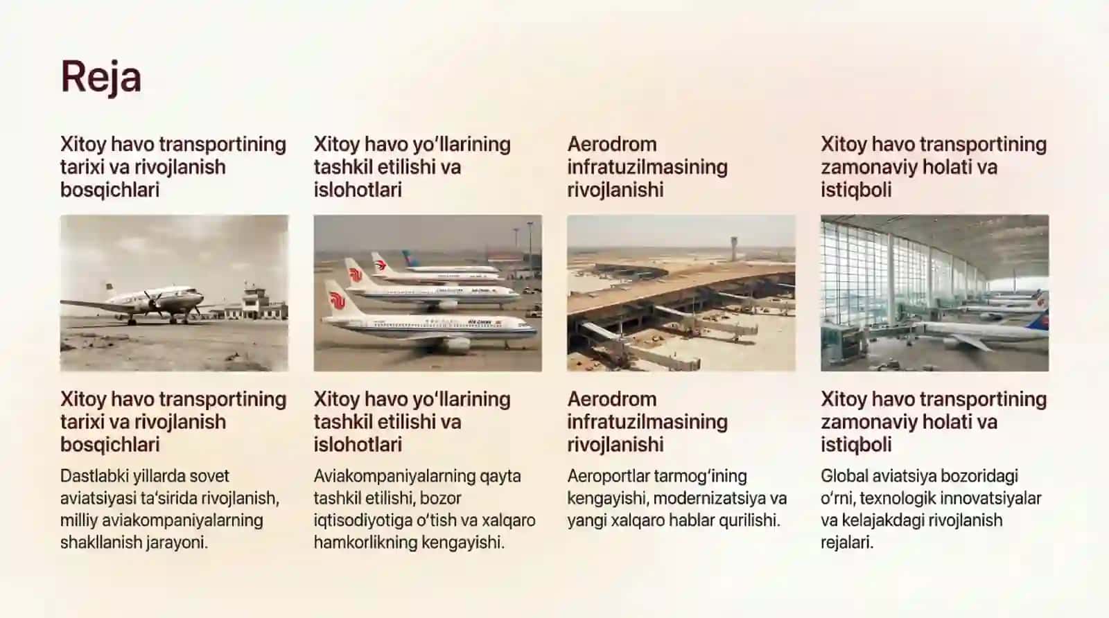 Xitoy Respublikasi havo transporti va havo yoʻllarining rivojlanishi 2