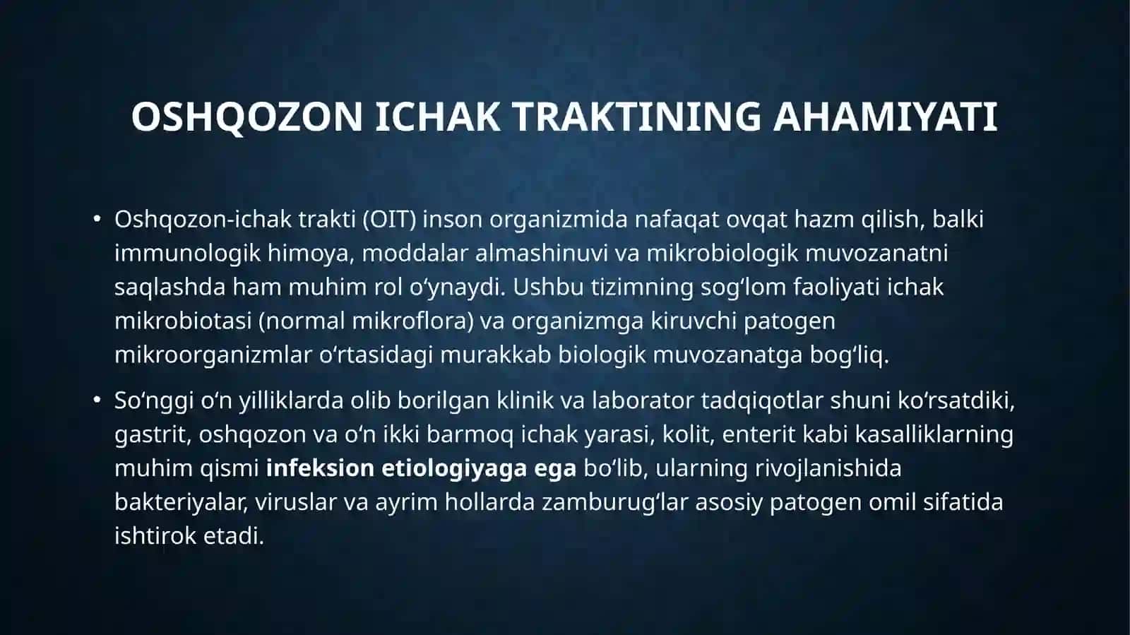 Gastrit, oshqozon-ichakyarasi, kolit va boshqa kasalliklar kelib chiqishida mikroorganizmlarni ahamiyati 2