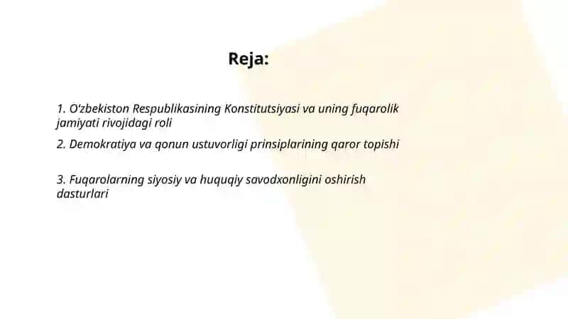 Oʻzbekistonda demokratik, fuqarolik jamiyati asoslarining shakllanishi 2