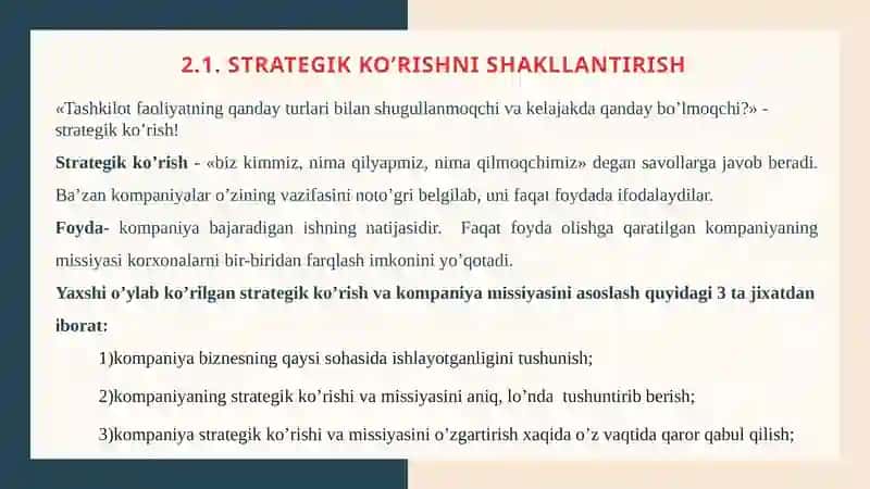 Strategiya Yaratishning Vazifalari 2