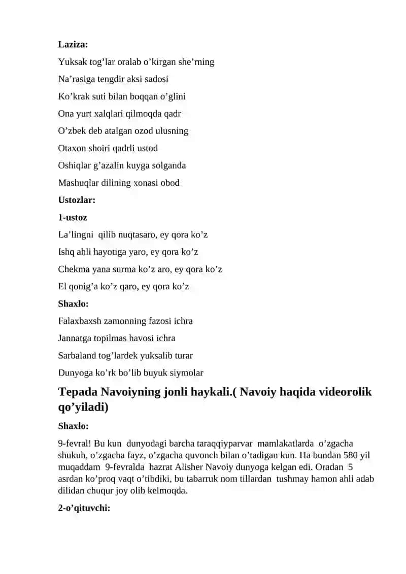 Navoiy yodi ila yashaymiz mudom! 2