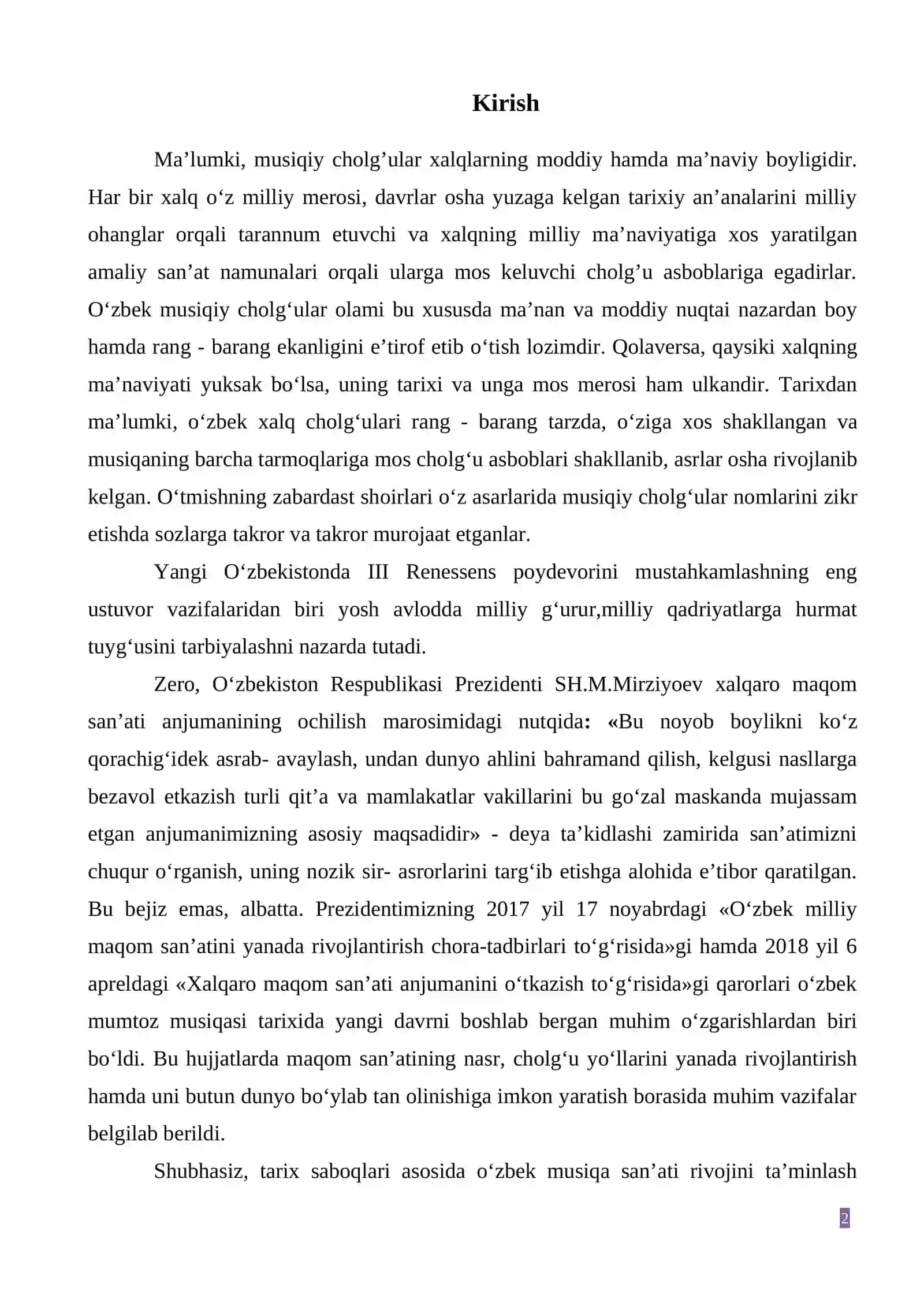 O‘zbek musiqiy cholg‘ulari va ularning ma’daniyatimiz rivojidagi ahamiyati 2