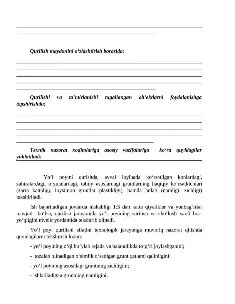 Texnik nazoratni tashkil etish va texnik nazoratchi xodimlarning mas’uliyati 2