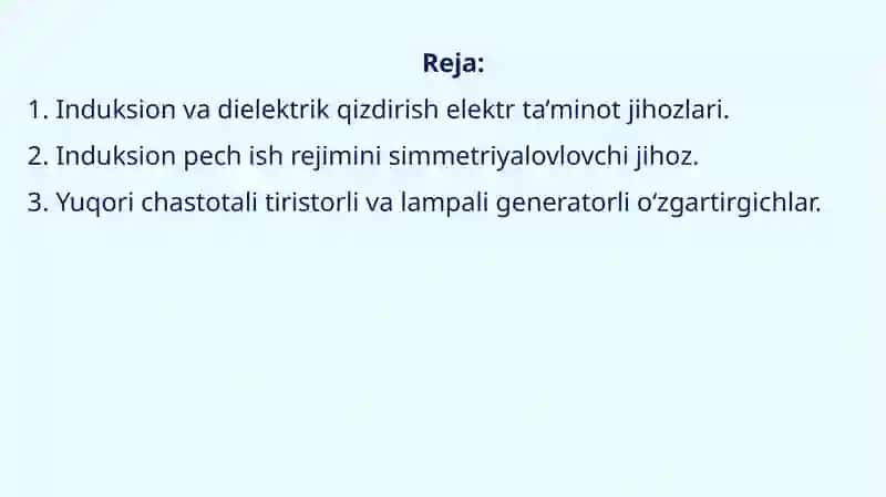 Induksion va Dielektrik Qizdirish uchun Ta’minot Manbalari 2