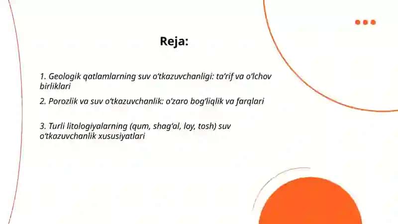 Geologik qatlamlarning suv oʻtkazuvchanlik xususiyatlari 2