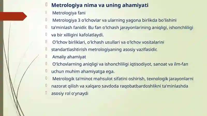 O'zbekiston Respublikasining "Metrologiya to'g'risida"gi Qonuni: Asosiy Qoidalar va Amaliy Ahamiyati 2
