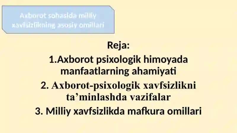 OCHIQ AXBOROT TIZIMIDA AXBOROT PSIXOLOGIK XAVFSIZLIK 2