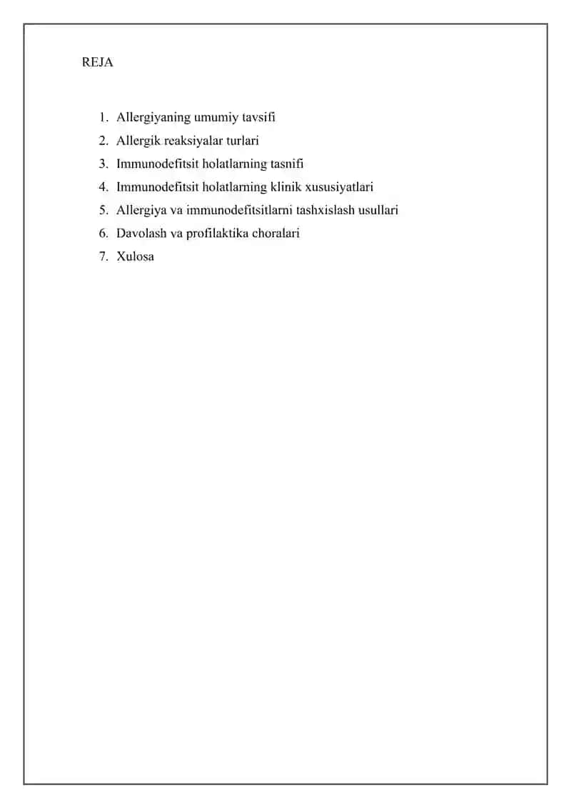 Allergiya. Immundefitsit holatlar 2