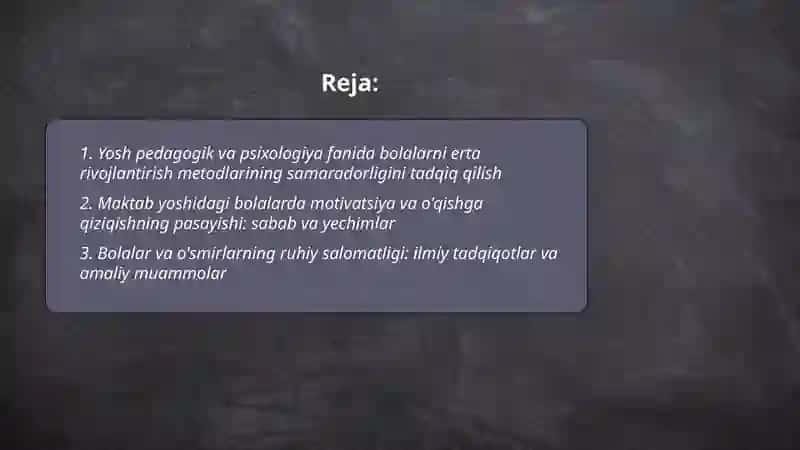 Yosh Pedagogik va Psixologiya fanining tadqiqod va muammolari 2