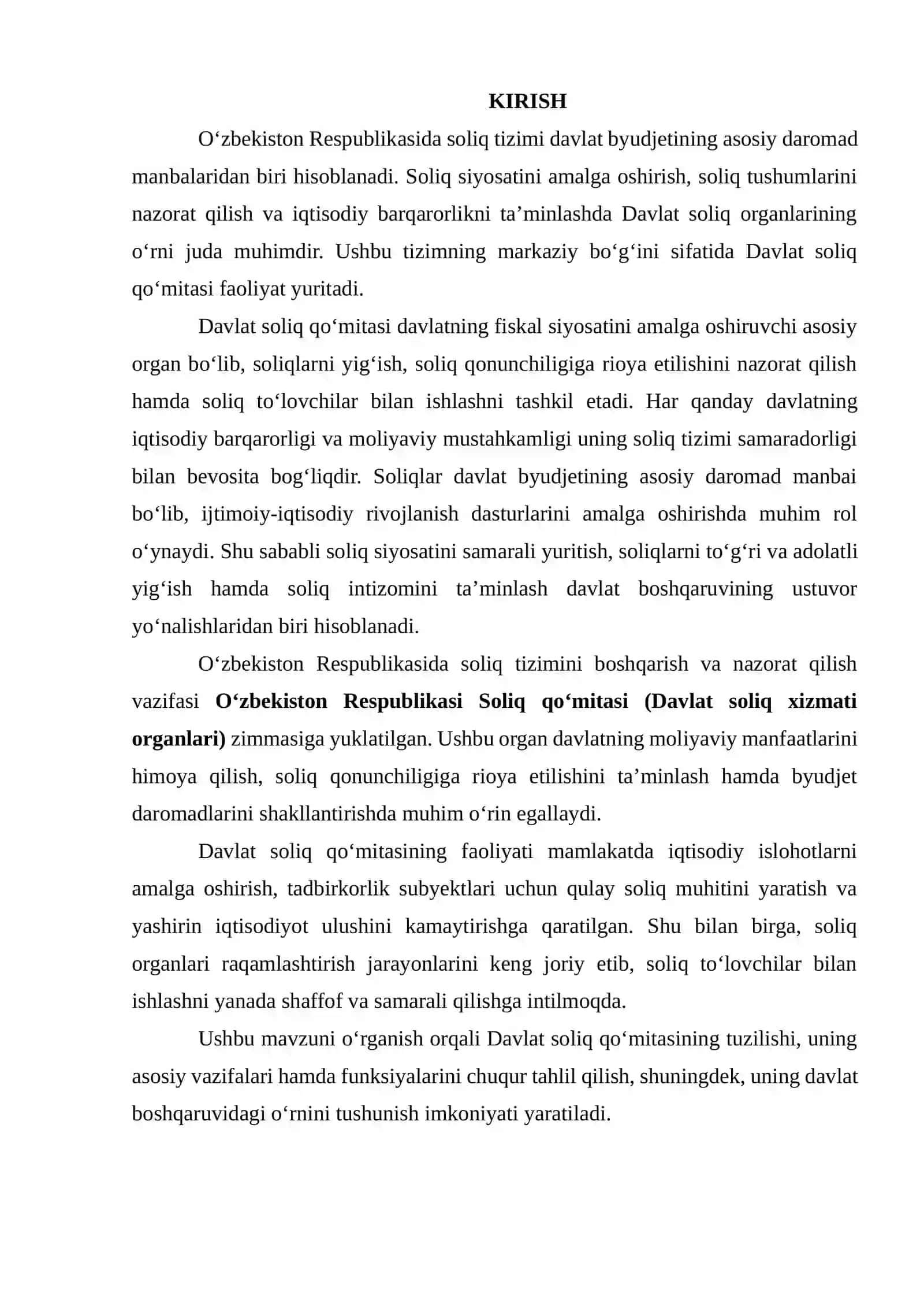 DAVLAT SOLIQ QO‘MITASINING TARKIBIY TUZILMASI, ASOSIY VAZIFALARI VA FUNKSIYALARI 2
