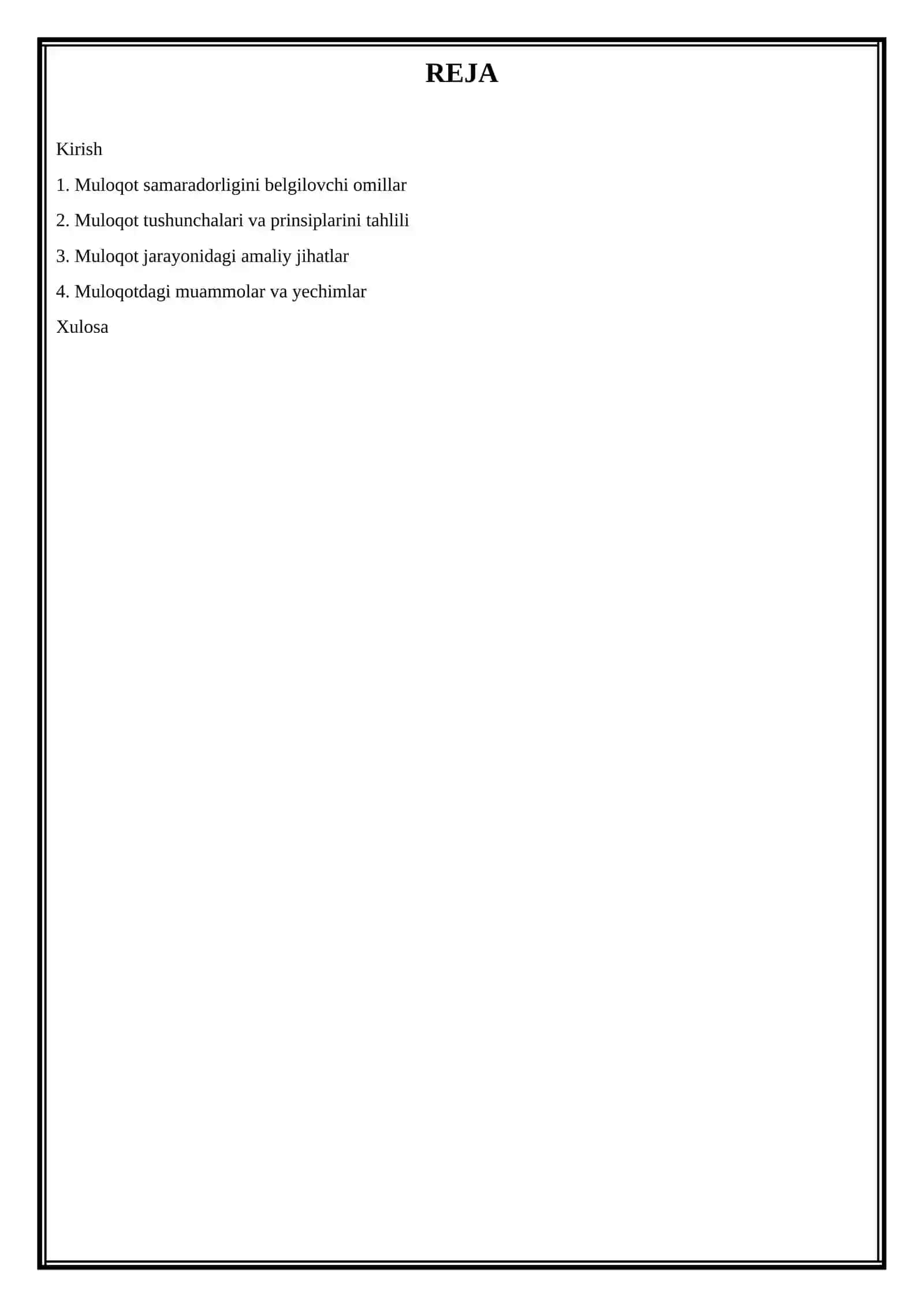 Referat: Muloqot psixologiyasi muloqot ayrishboshlash shartlari 2