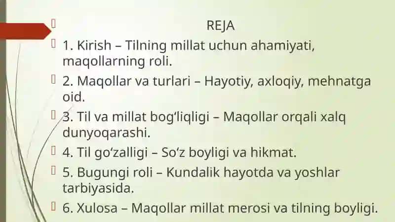 O’ZBEK  XALQ  MAQOLLARI  .    TIL -  MILLATNING  KO’ZGUSI 2