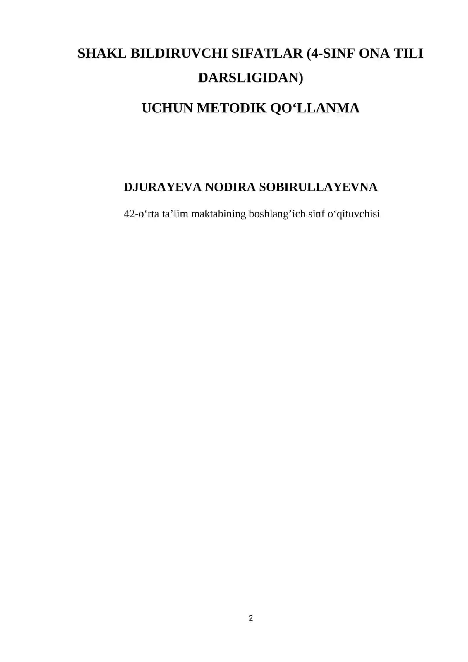 SHАKL BILDIRUVСHI SIFATLAR (4-SINF ОNА TILI DАRSLIGIDАN) 2