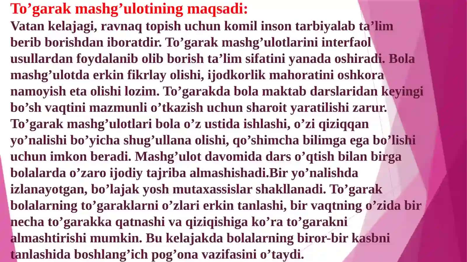 Vakali jrochiligiga to'garakni tashkil etish 2
