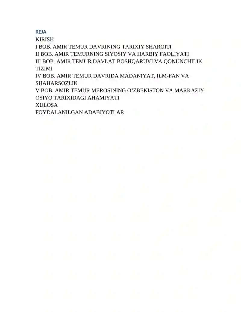 AMIR TEMUR VA UNING O‘ZBEKISTON HAMDA MARKAZIY OSIYO TARIXIDAGI ROLI 2