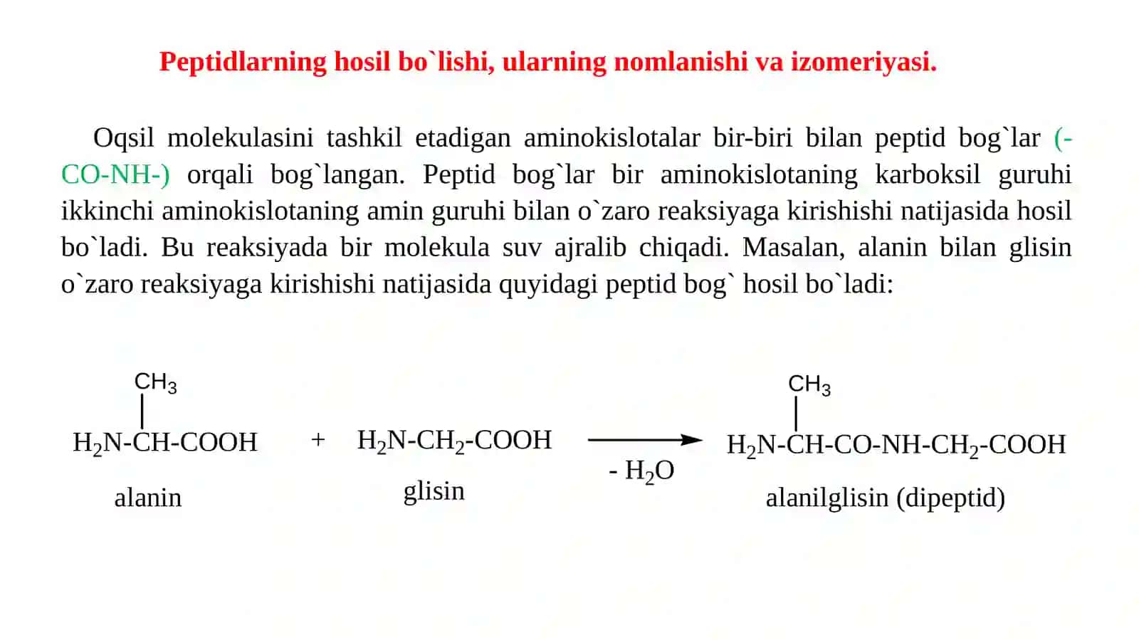 Peptidlar, tuzilishi, sinflanishi va biologik vazifalari 2
