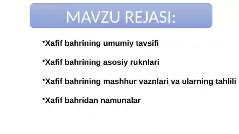 XAFIF BAHRI VAZNLARI 2