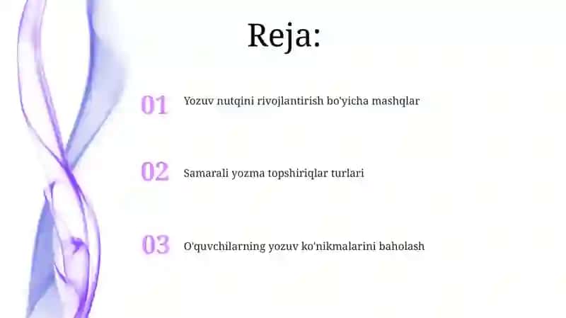Yozuv nutqini rivojlantirish bo'yicha mashqlar 2