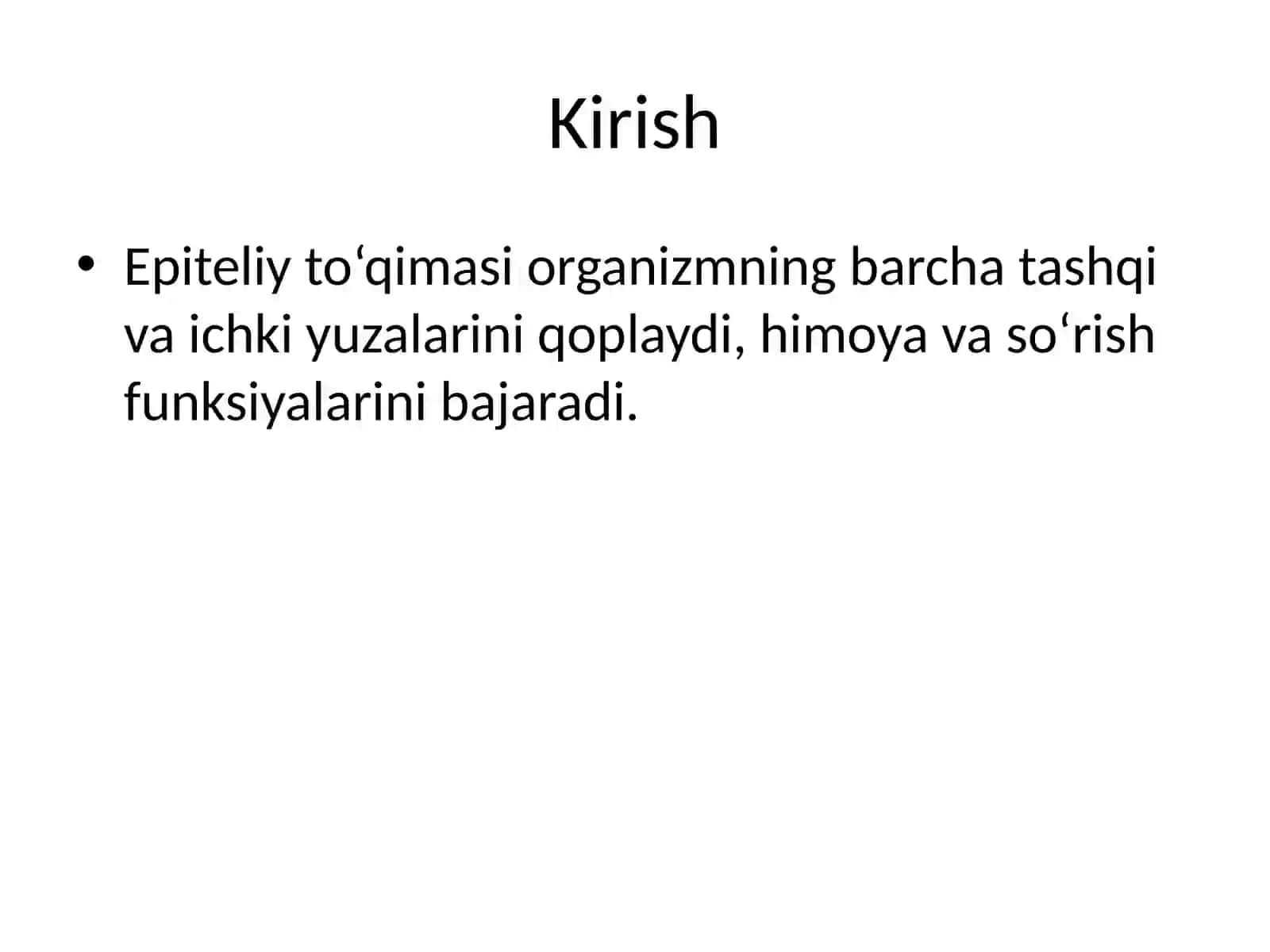 Umumiy Gistologiya: Epiteliy To‘qimasi 2