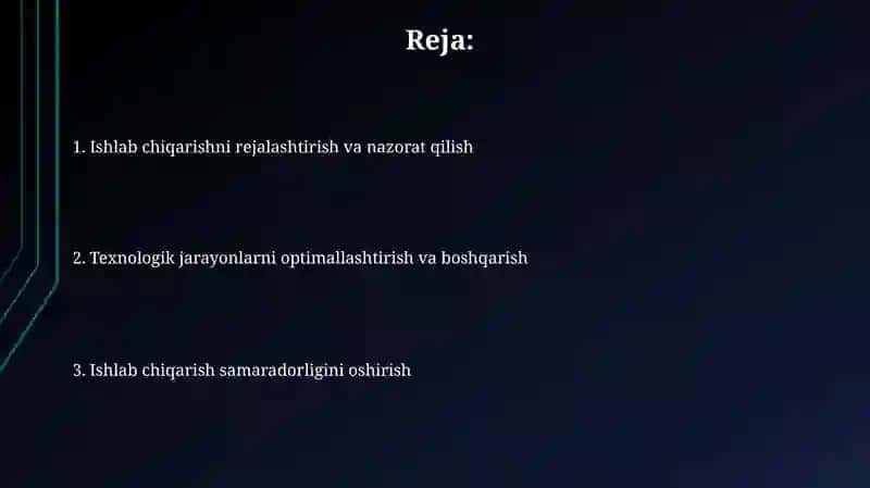 Ishlab chiqarishni nazorat qilish va Texnologik jarayonni boshqarish 2