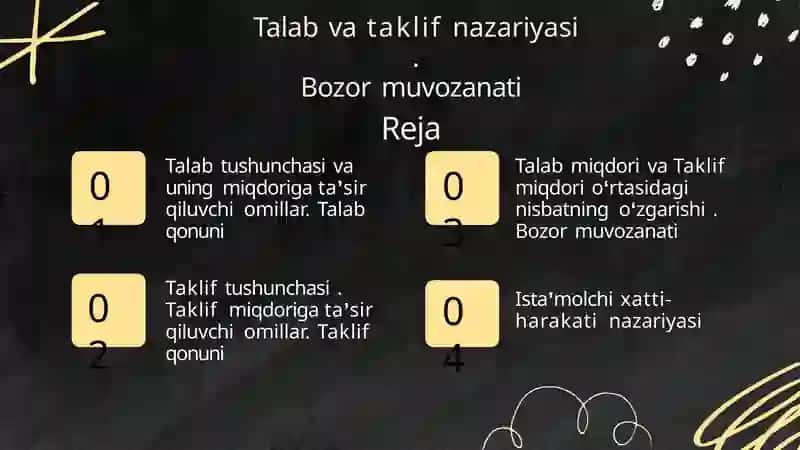IQTISOD NAZARIYASI FANIDAN TALAB VA RAKLIF MAVZUSIDA TAQDIMOT 2