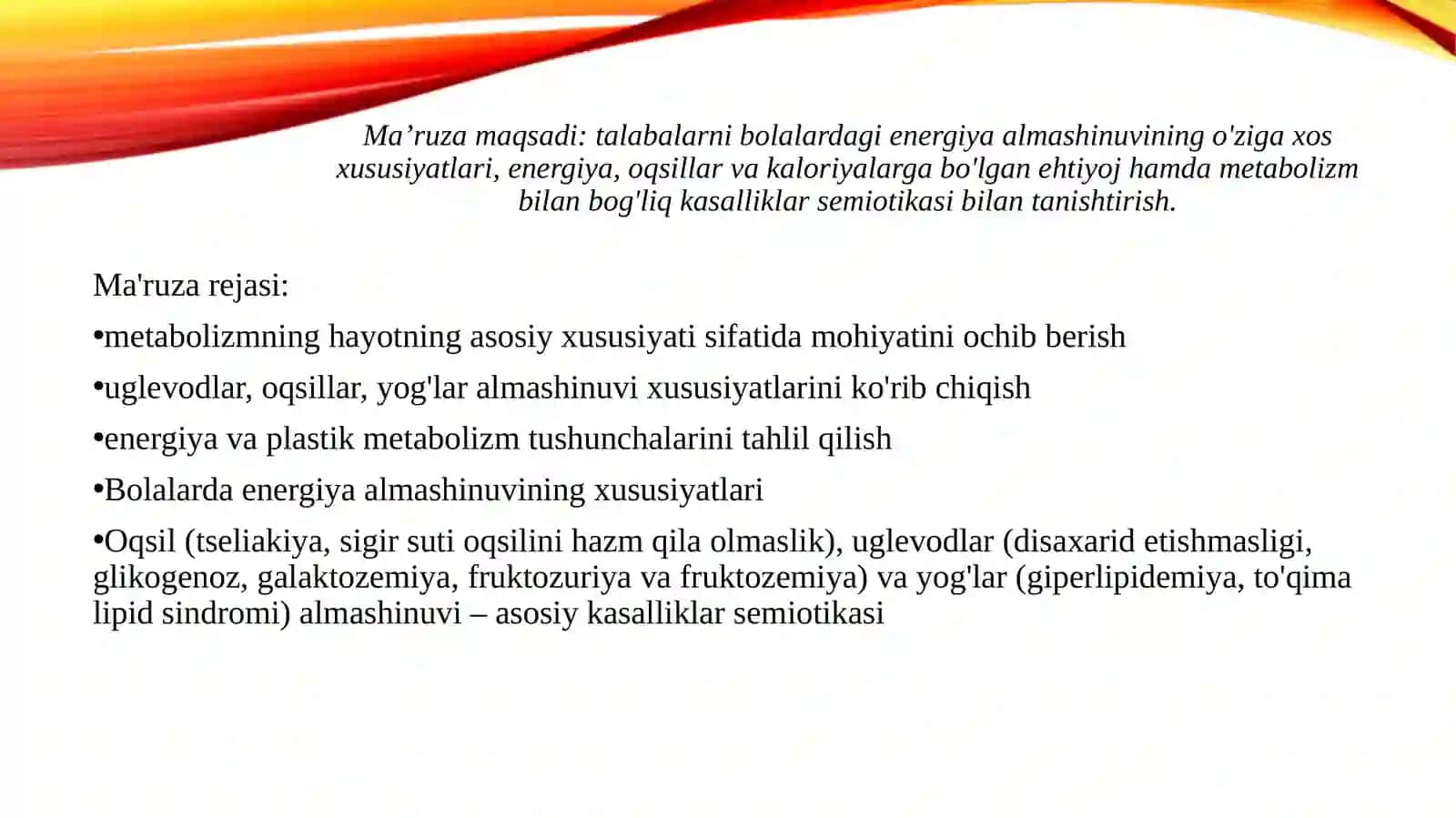 Bolalarda energiya almashinuvi 2