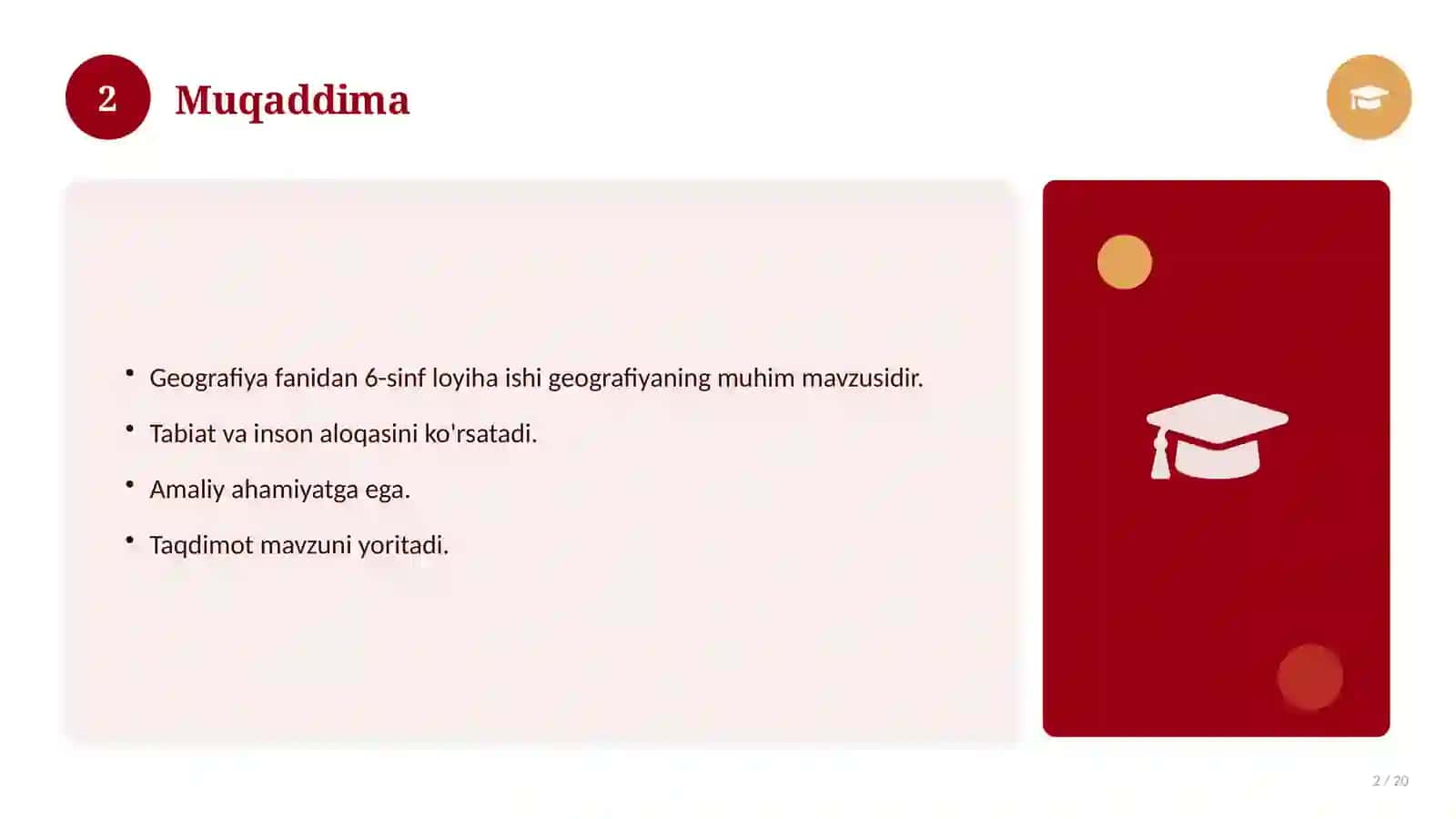 Geografiya fanidan 6-sinf loyiha ishi 2