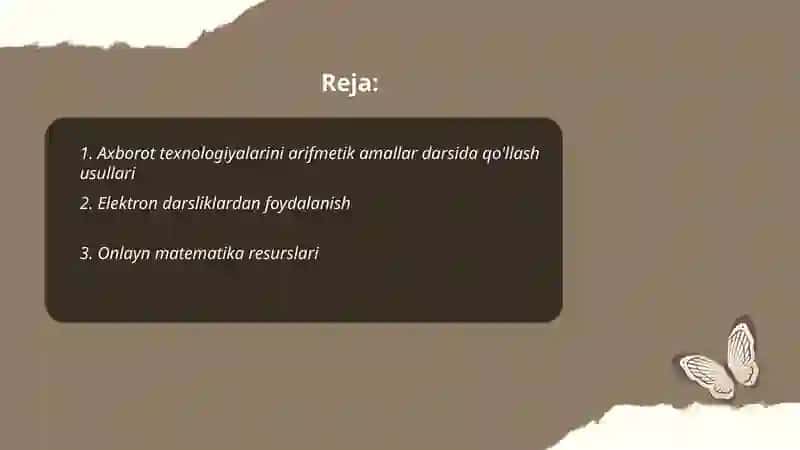Axborot texnologiyalari arifmetik amallarni o'rganishda 2