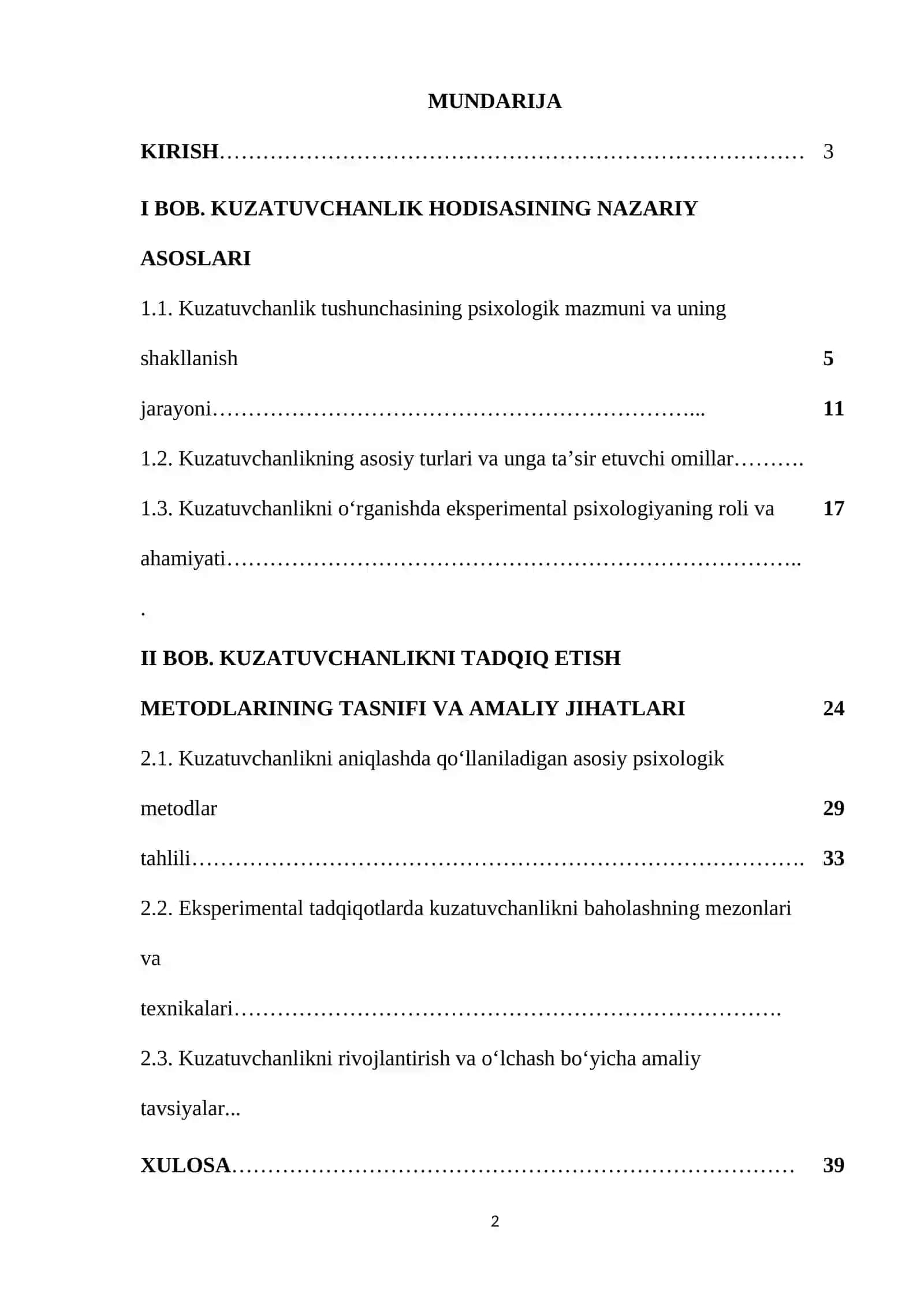 KUZATUVCHANLIKNI TADQIQ ETISH METOD TASNIFI 2