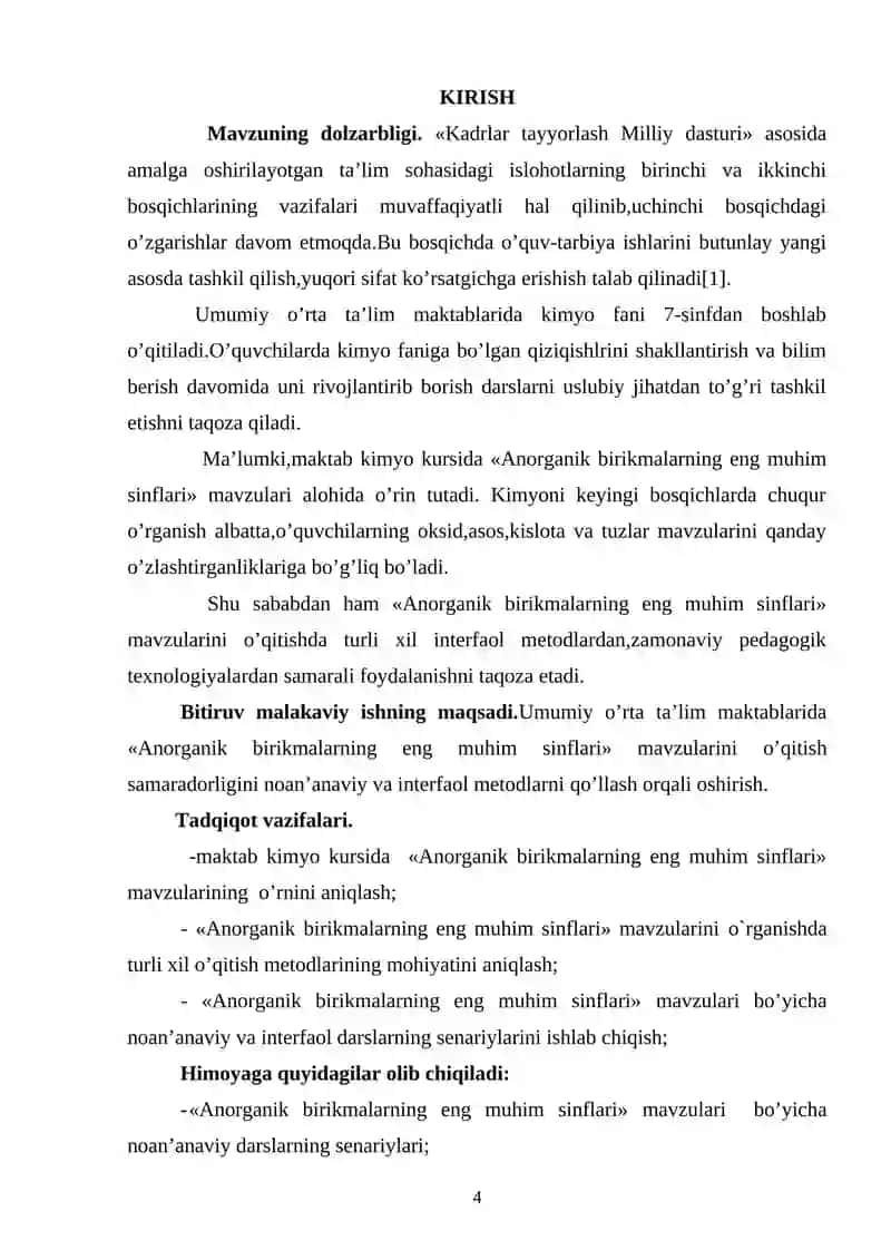 Anorganik birikmalar mavzusida kimyo kursi 2