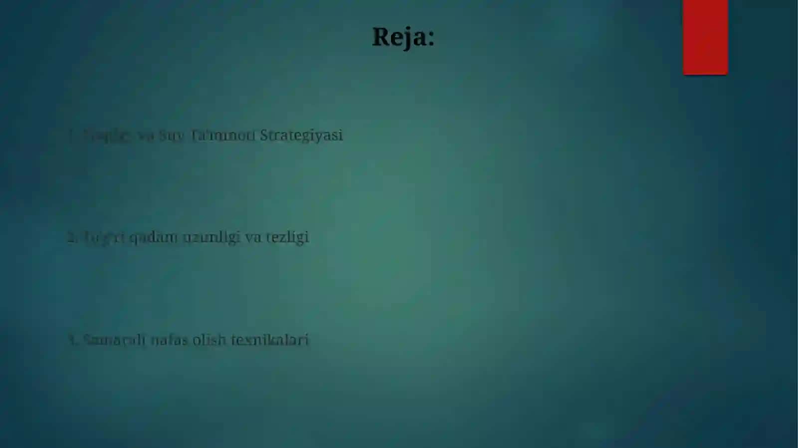 Marafon yugurush texnikasini o'rgatish 2