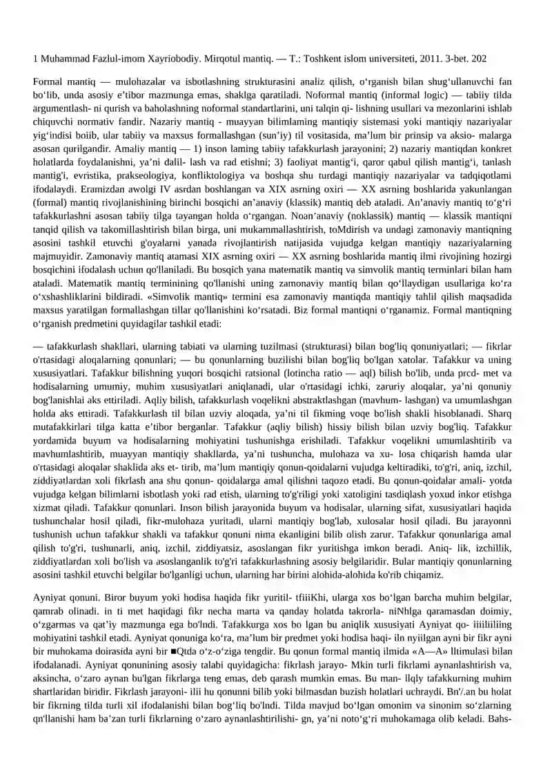 Mantiq. Jamiyat falsafasi. Inson falsafasi (Falsafiy antropologiya). Qadriyatlar falsafasi (Аksiologyia). Axloq falsafasi (Etika). Nafosat falsafasi (Estetika) 2