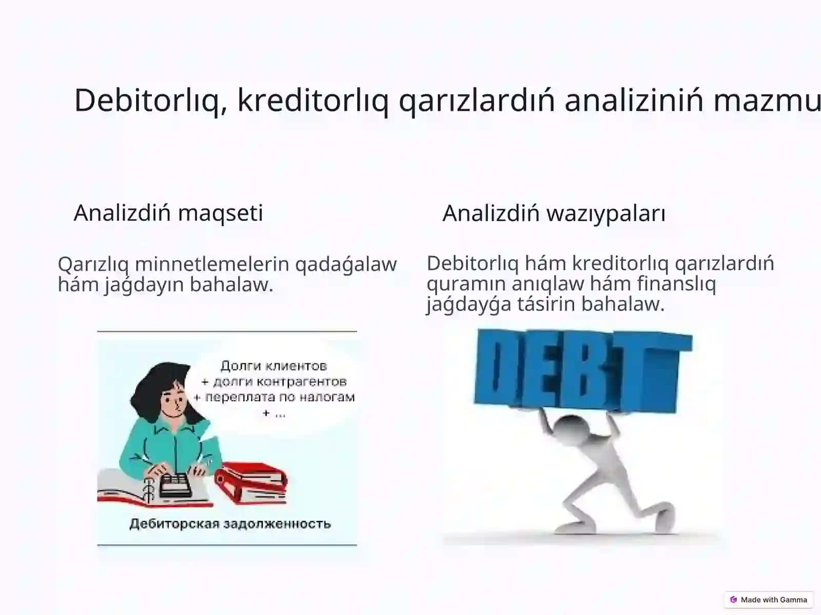 Debitorlıq hám kreditorlıq qarızlardıń analizi 2