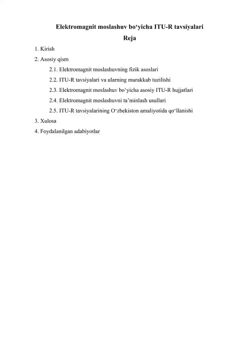 Elektromagnit moslashuv bo‘yicha ITU-R tavsiyalari 2