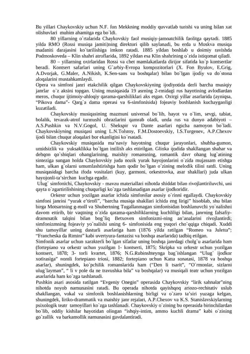 P. I. Chaykovskiy ijodi 2
