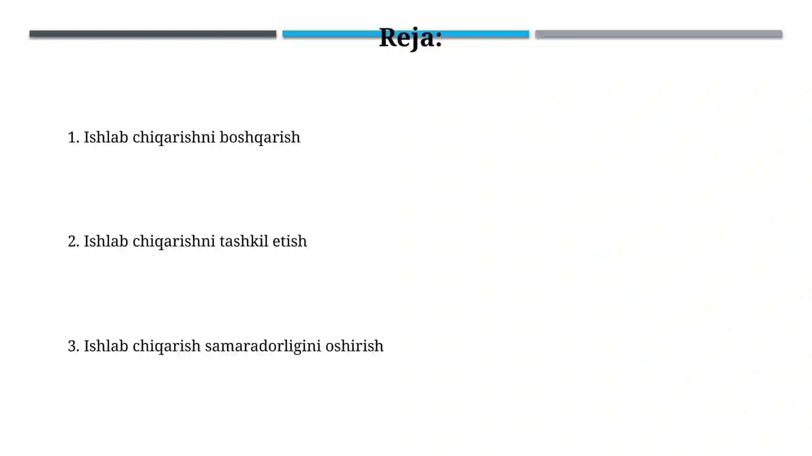 Ishlab chiqarishni tashkil qilish va boshqarish 2