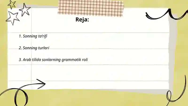 Arab tilida son va uning xususiyatlari 2