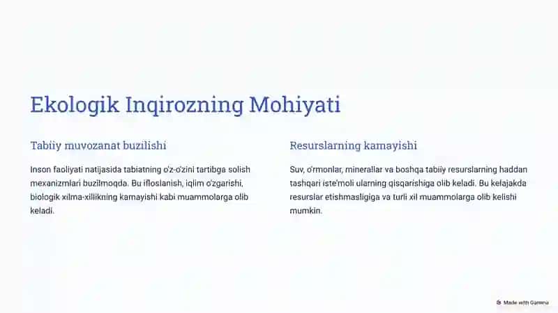 Ekologik Inqiroz: Sabablar va Oqibatlari 2