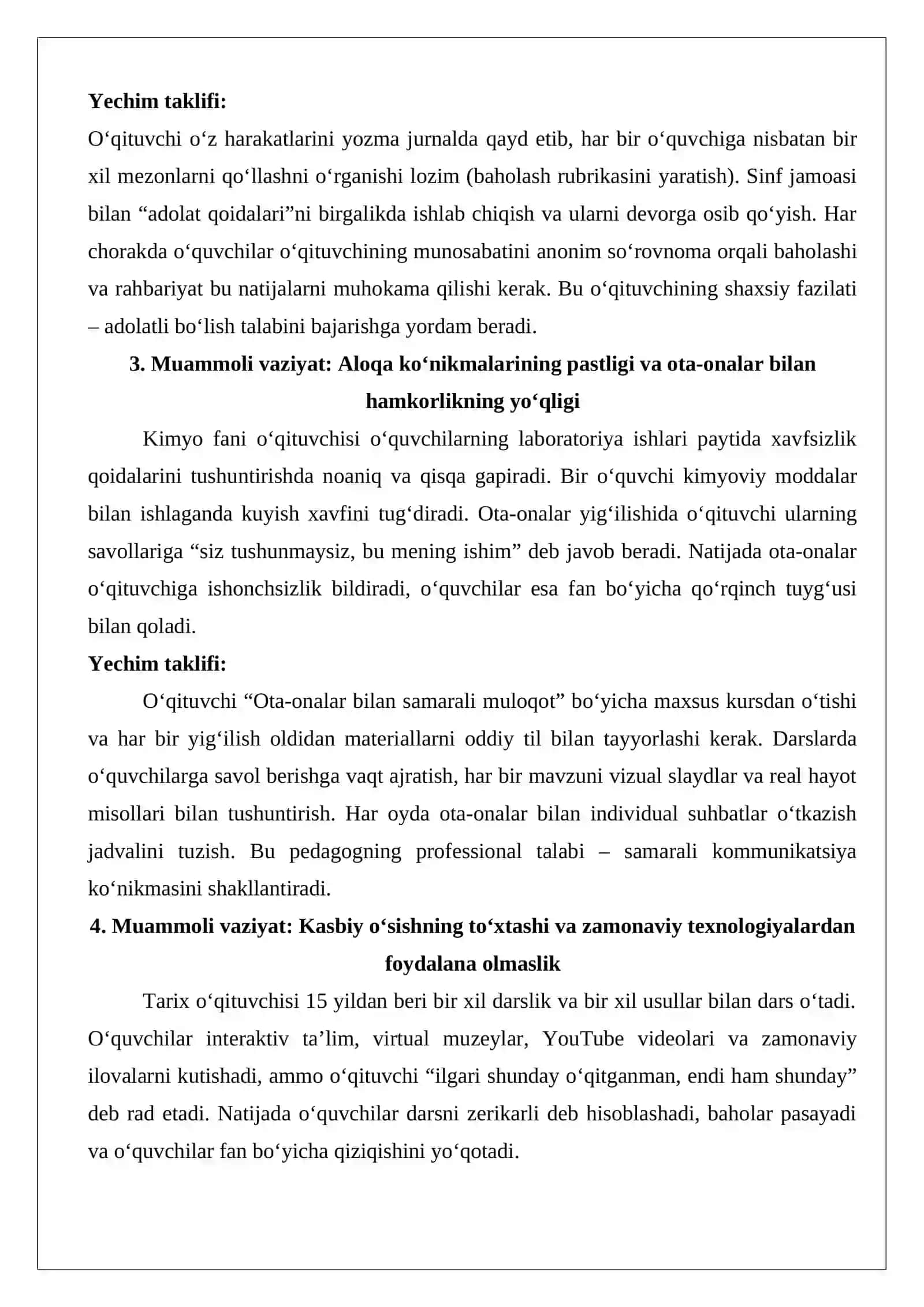 Pedagog shaxsi va unga qo‘yiladigan talablar keys 2