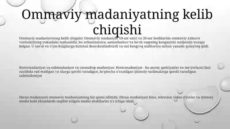 Ommaviy Madaniyatning Shakllanish Tarixi Va Uning Turlari 2