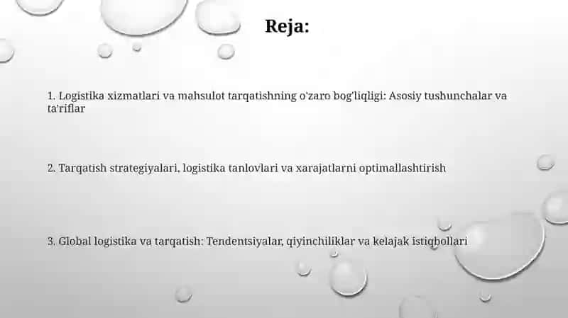 Logistik servis va mahsulot distribyutsiyasi sohalarining õzaro aloqadorligi 2