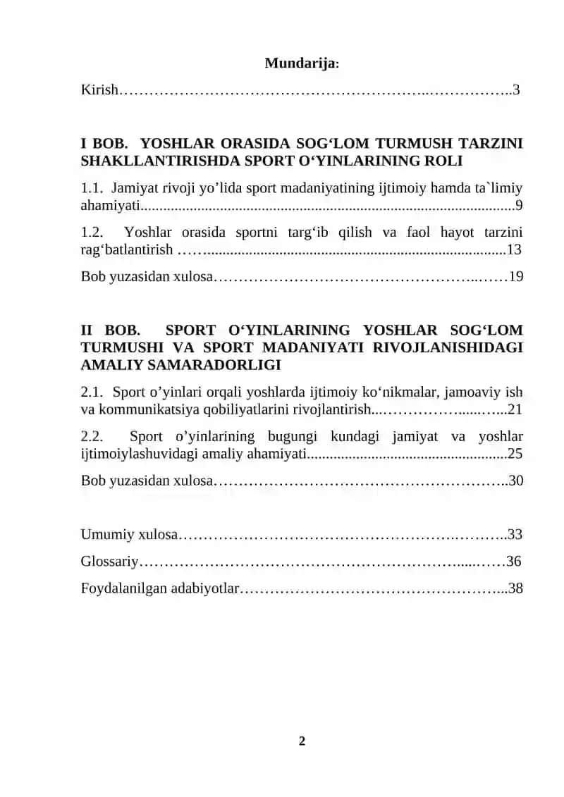Sport o'yinlarining ijtimoiy va madaniy ahamiyati: yoshlar sog'lom turmushi va sport madaniyati 2